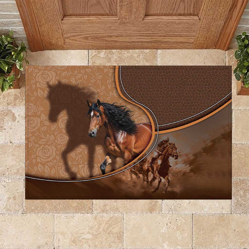 Horse Racing Rubber Doormat Royal Race Leather Effect