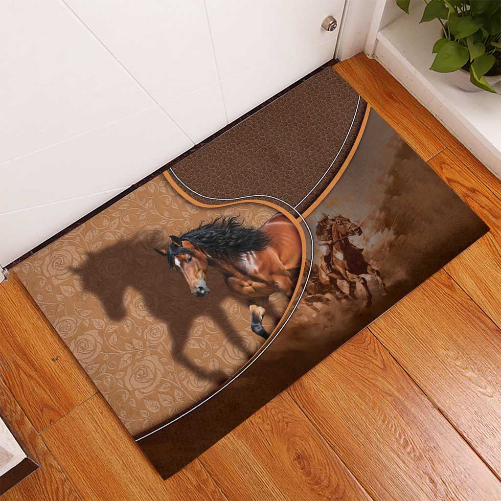 Horse Racing Rubber Doormat Royal Race Leather Effect