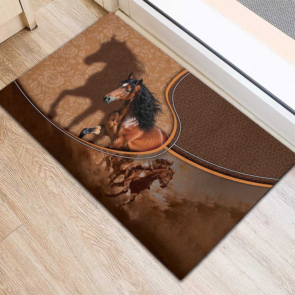 Horse Racing Rubber Doormat Royal Race Leather Effect