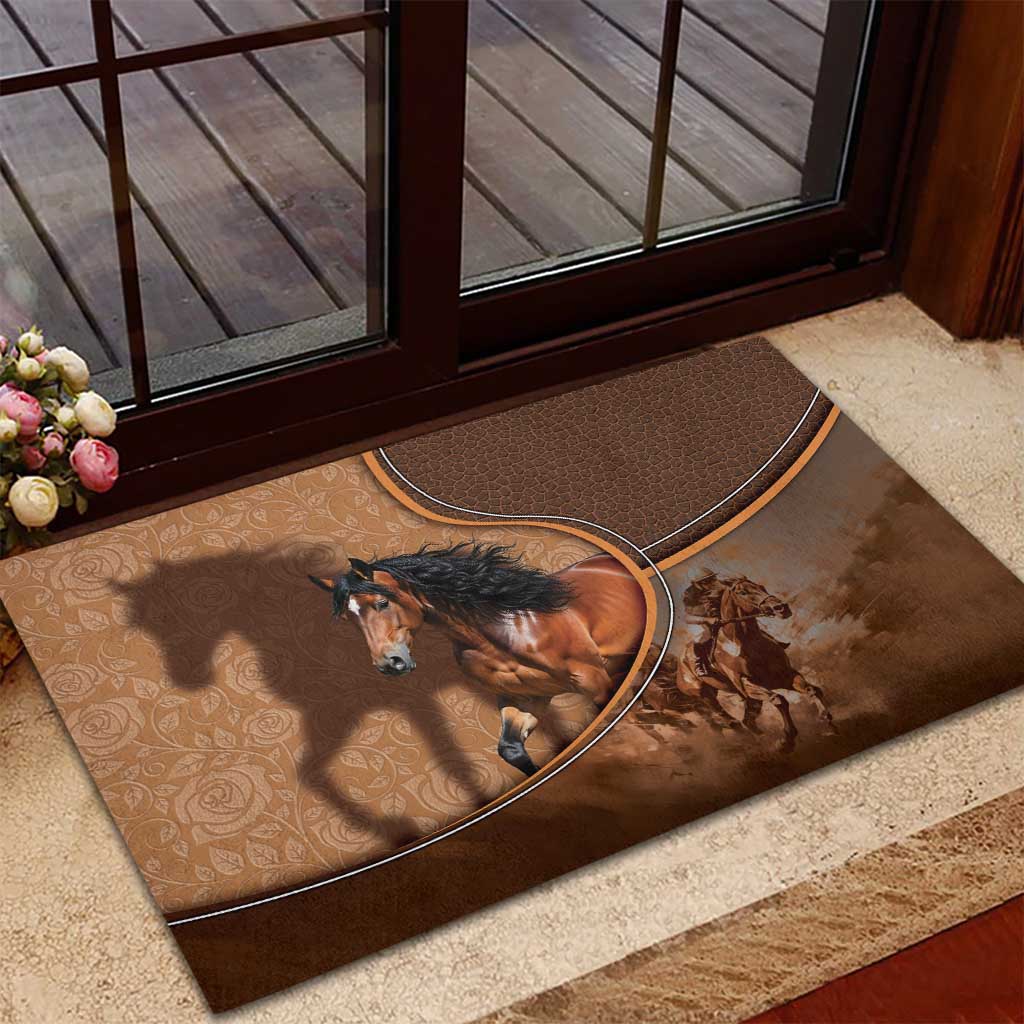Horse Racing Rubber Doormat Royal Race Leather Effect