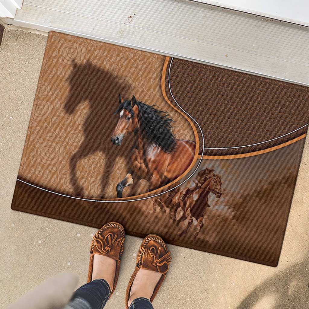 Horse Racing Rubber Doormat Royal Race Leather Effect