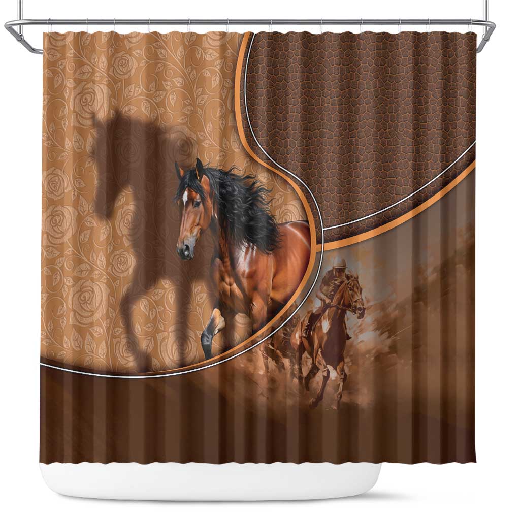 Horse Racing Shower Curtain Royal Race Leather Effect