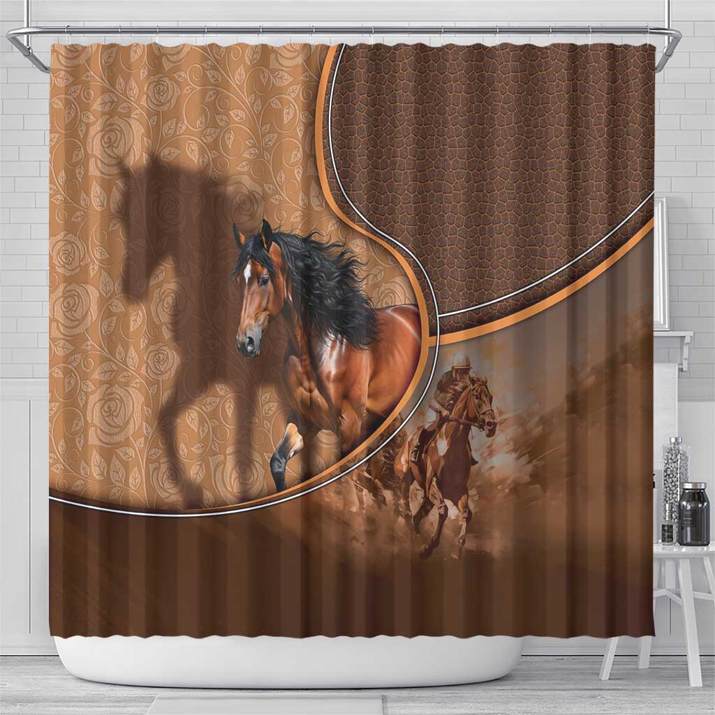Horse Racing Shower Curtain Royal Race Leather Effect