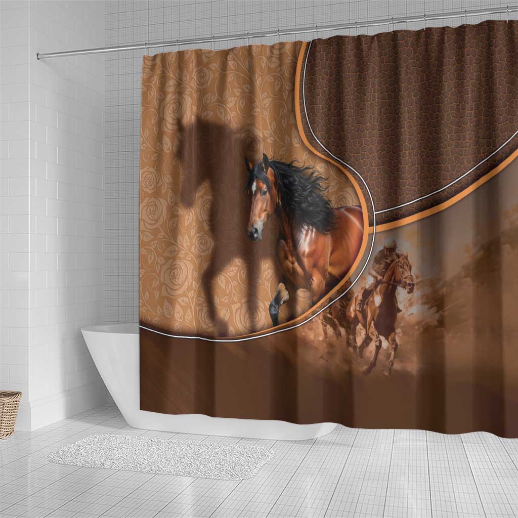 Horse Racing Shower Curtain Royal Race Leather Effect