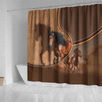 Horse Racing Shower Curtain Royal Race Leather Effect