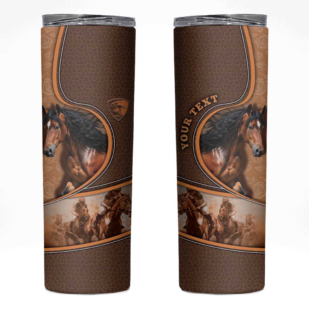 Personalized Horse Racing Skinny Tumbler Royal Race Leather Effect