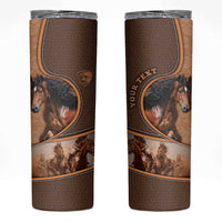 Personalized Horse Racing Skinny Tumbler Royal Race Leather Effect