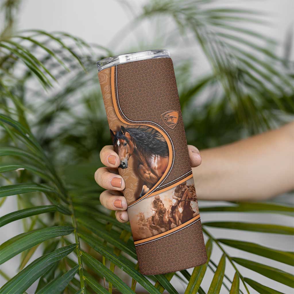 Personalized Horse Racing Skinny Tumbler Royal Race Leather Effect