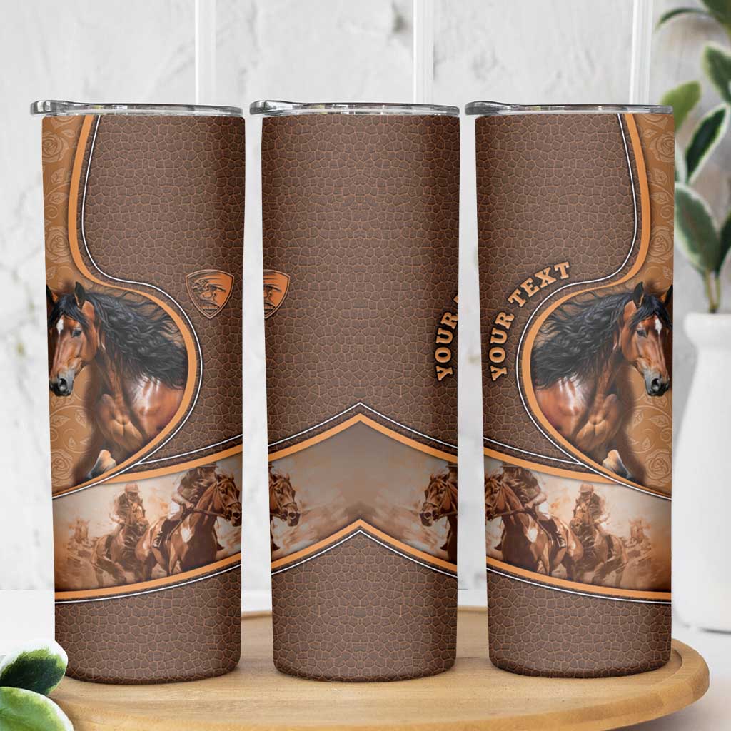 Personalized Horse Racing Skinny Tumbler Royal Race Leather Effect