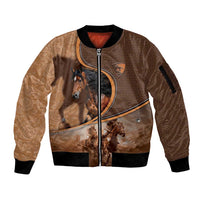 Personalized Horse Racing Sleeve Zip Bomber Jacket Royal Race Leather Effect