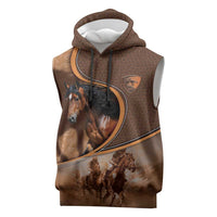 Personalized Horse Racing Sleeveless Hoodie Royal Race Leather Effect