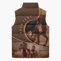 Personalized Horse Racing Sleeveless Puffer Jacket Royal Race Leather Effect