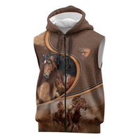 Personalized Horse Racing Sleeveless Zip Hoodie Royal Race Leather Effect