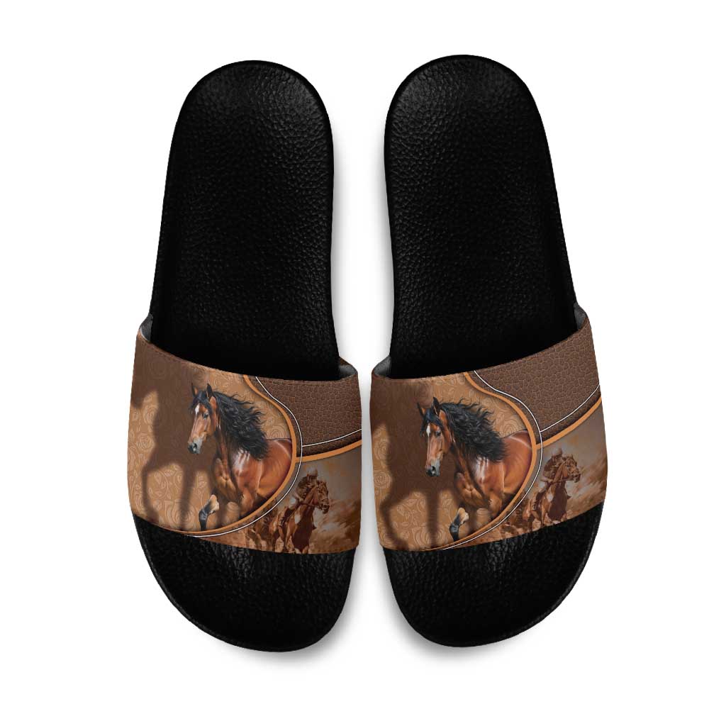 Horse Racing Slide Sandals Royal Race Leather Effect