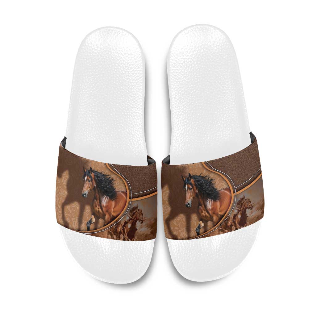 Horse Racing Slide Sandals Royal Race Leather Effect