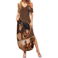Personalized Horse Racing Summer Maxi Dress Royal Race Leather Effect