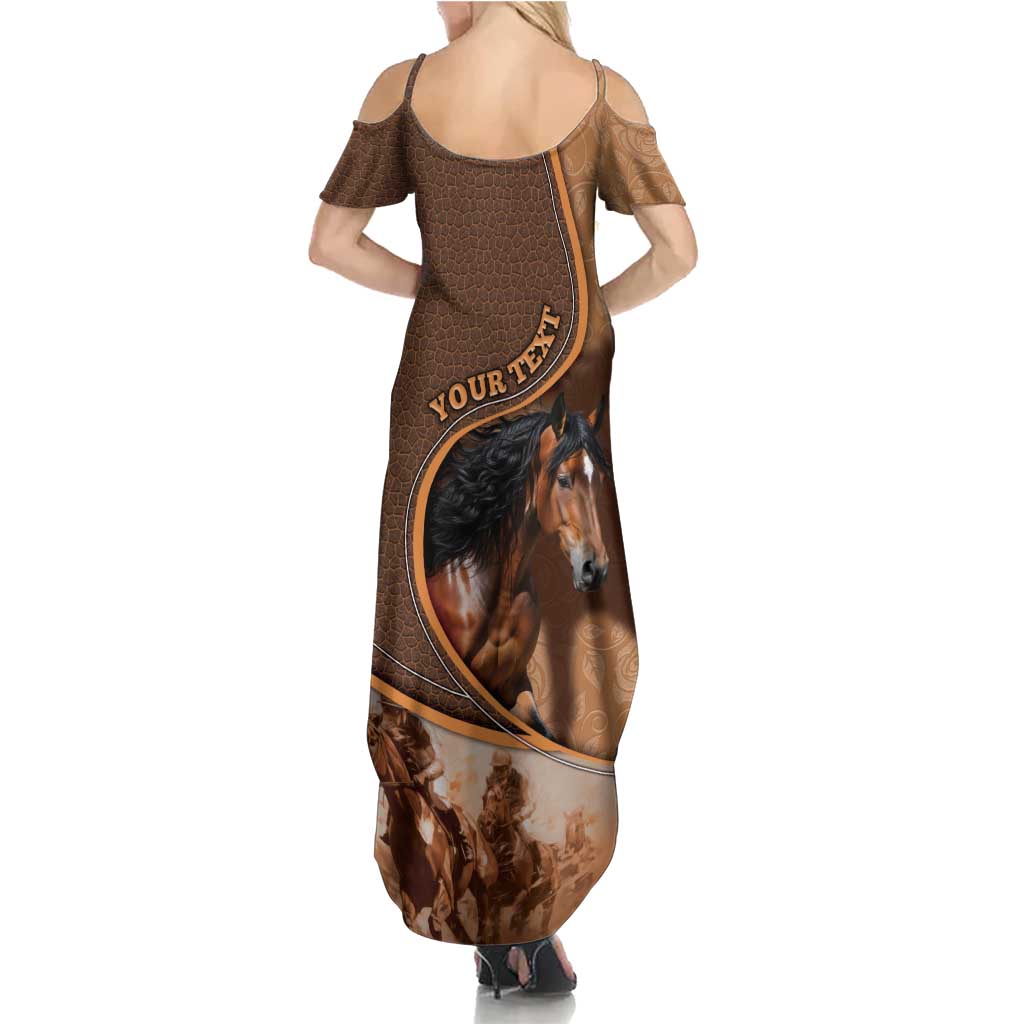 Personalized Horse Racing Summer Maxi Dress Royal Race Leather Effect