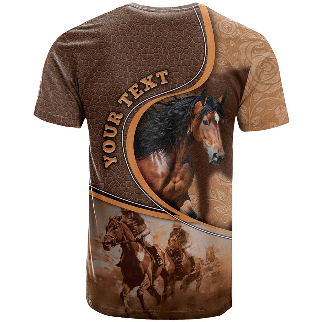 Personalized Horse Racing T Shirt Royal Race Leather Effect