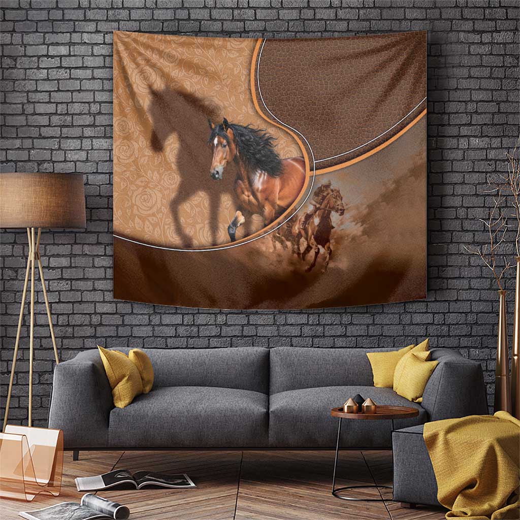 Horse Racing Tapestry Royal Race Leather Effect