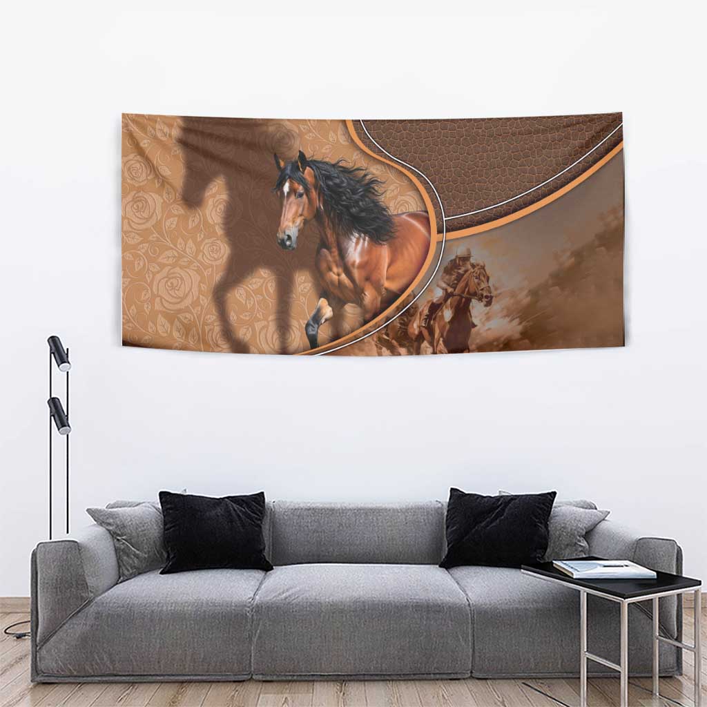 Horse Racing Tapestry Royal Race Leather Effect