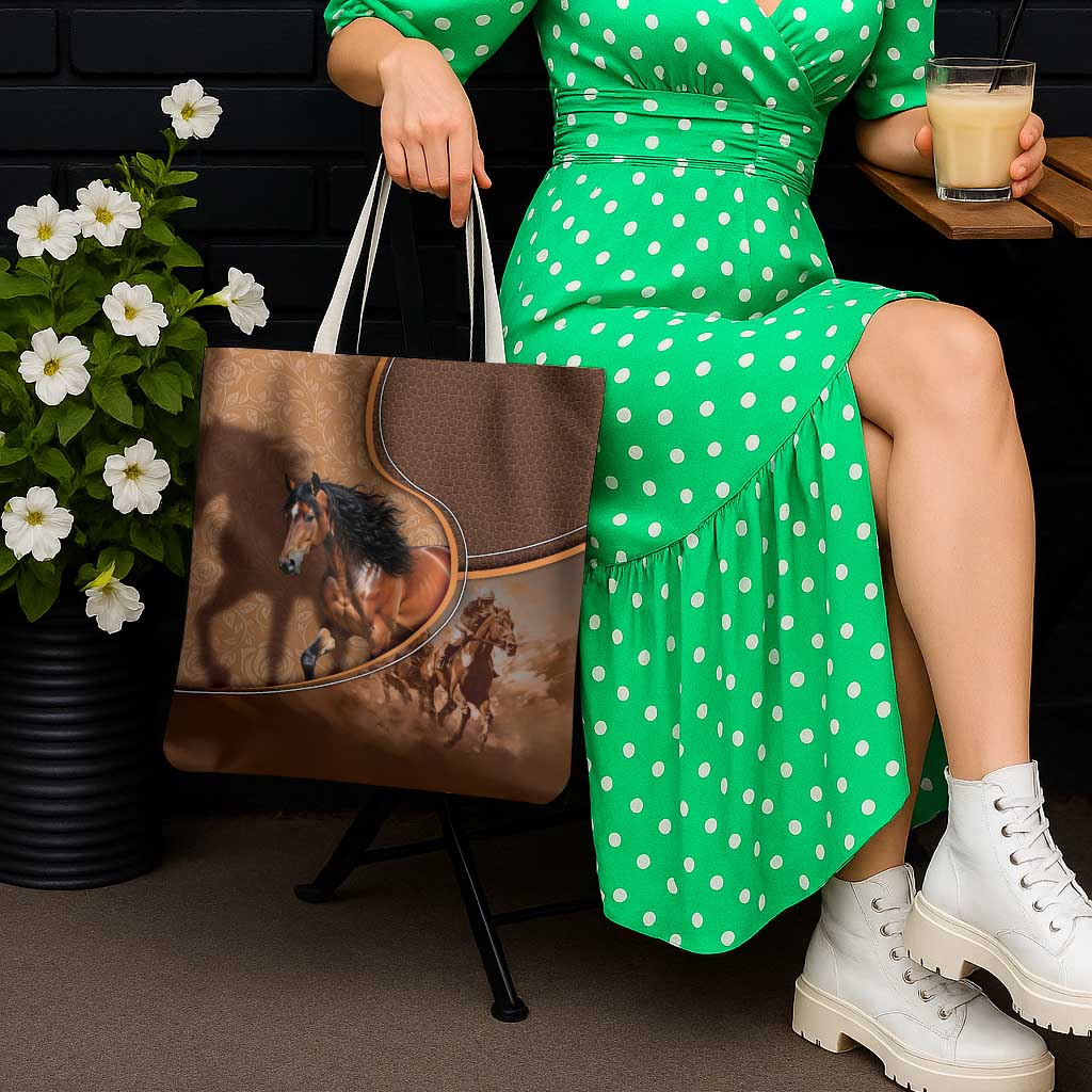 Horse Racing Tote Bag Royal Race Leather Effect
