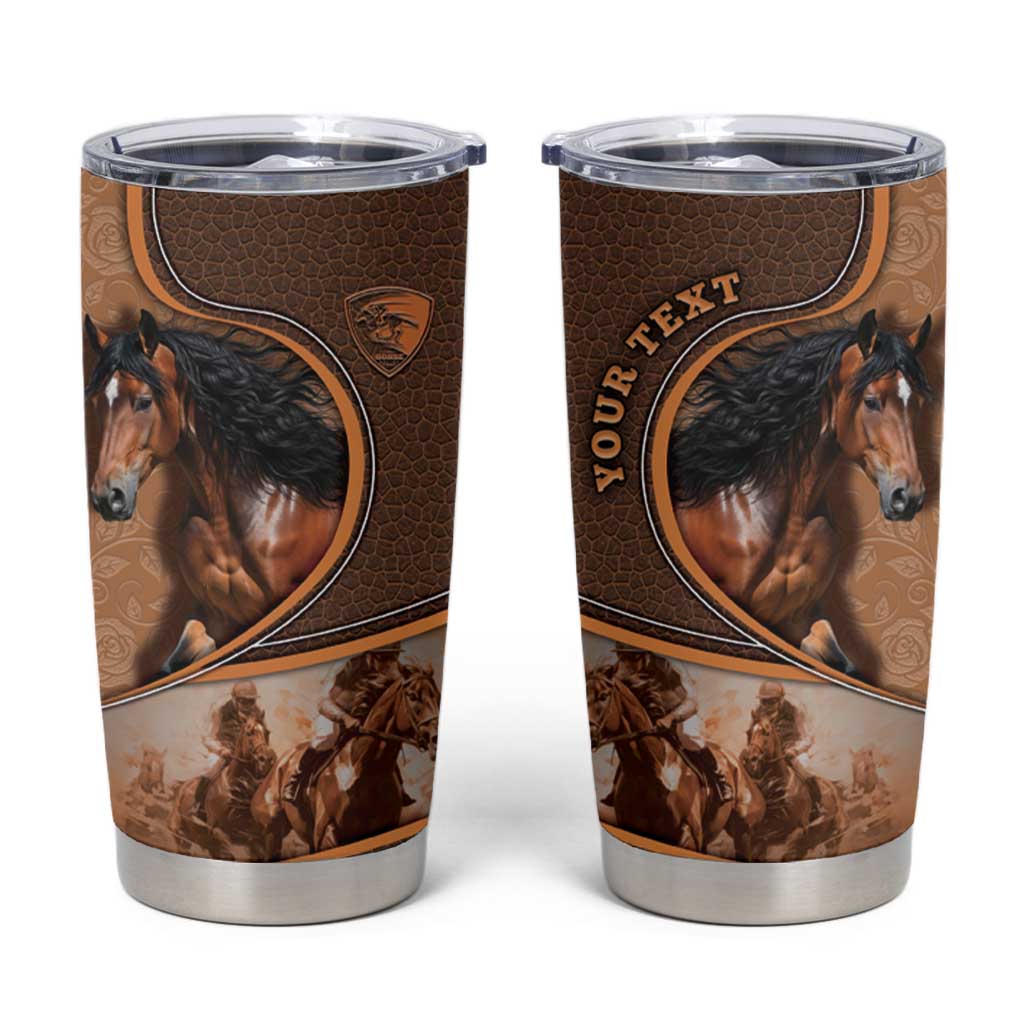 Personalized Horse Racing Tumbler Cup Royal Race Leather Effect