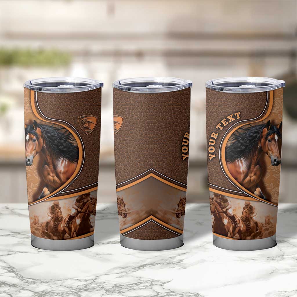 Personalized Horse Racing Tumbler Cup Royal Race Leather Effect