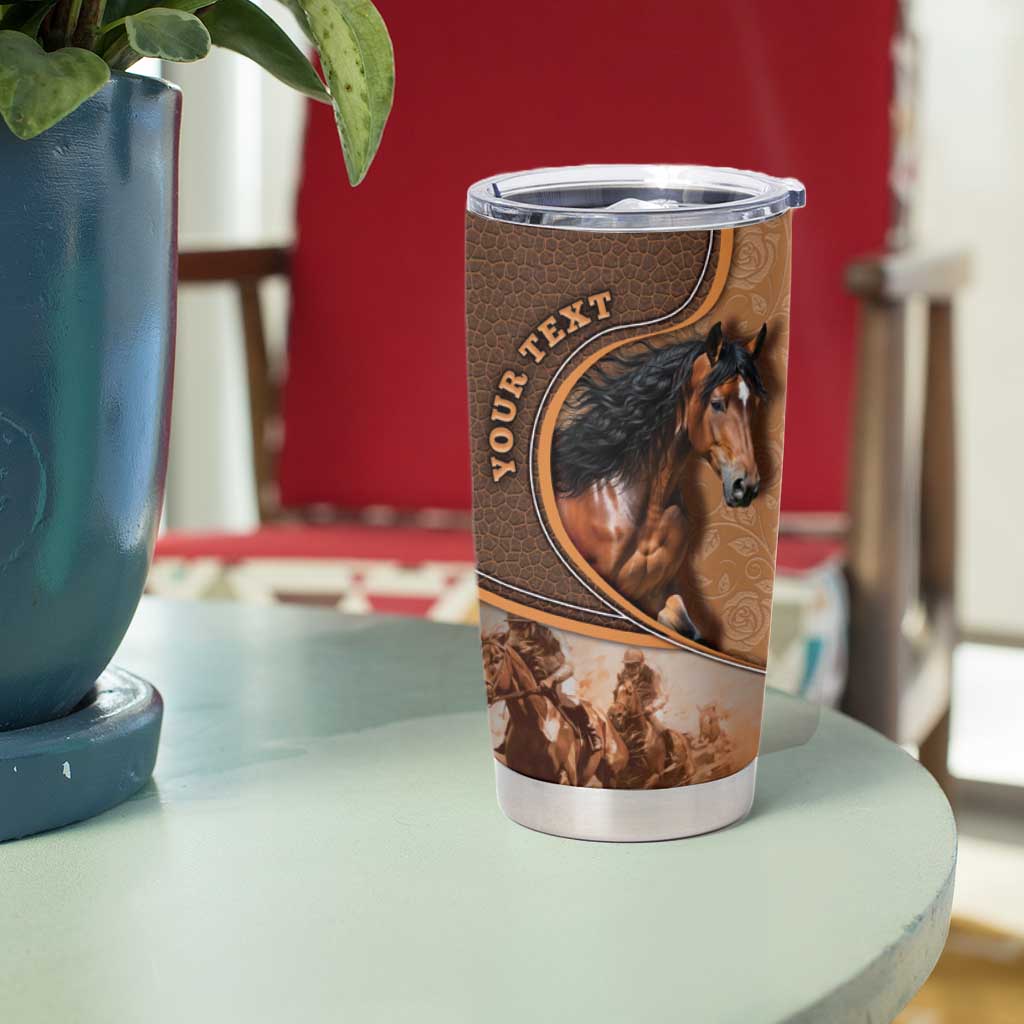 Personalized Horse Racing Tumbler Cup Royal Race Leather Effect