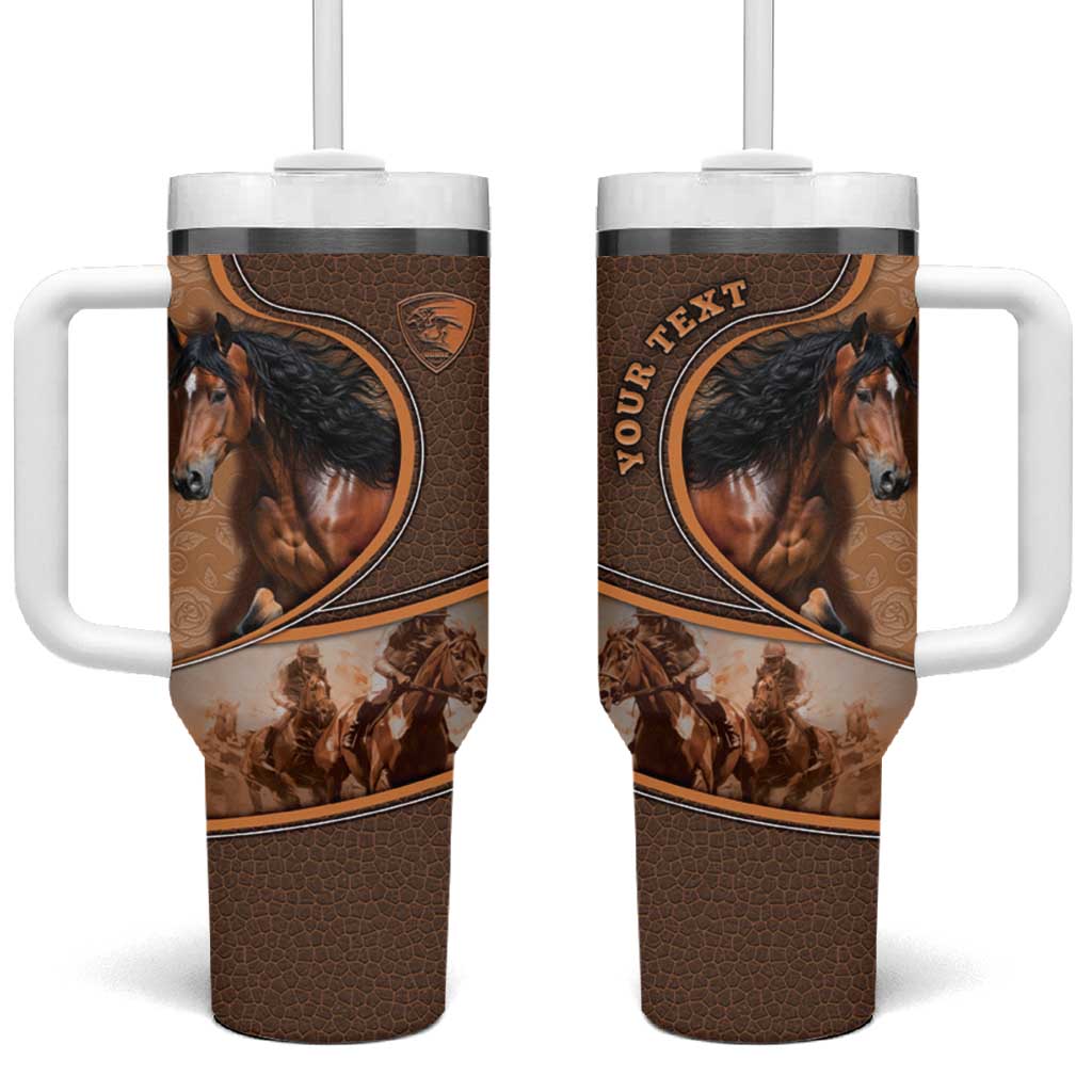 Personalized Horse Racing Tumbler With Handle Royal Race Leather Effect