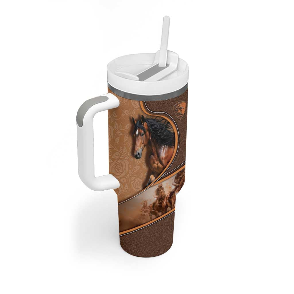 Personalized Horse Racing Tumbler With Handle Royal Race Leather Effect