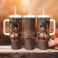 Personalized Horse Racing Tumbler With Handle Royal Race Leather Effect