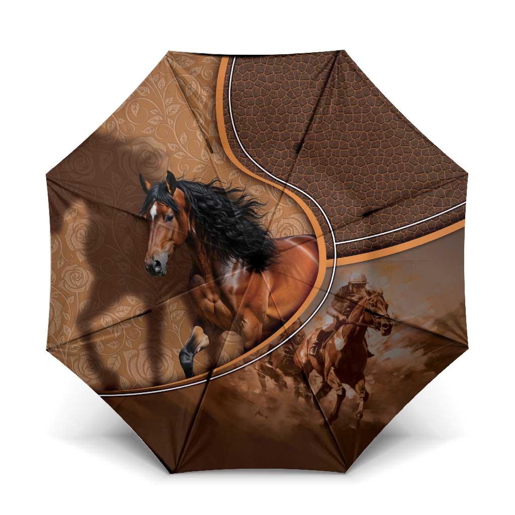 Horse Racing Umbrella Royal Race Leather Effect