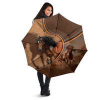 Horse Racing Umbrella Royal Race Leather Effect