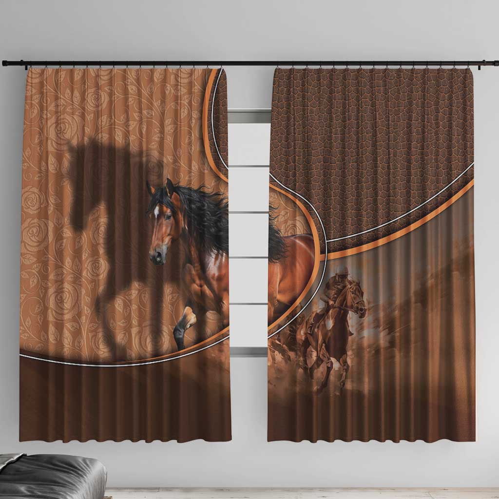 Horse Racing Window Curtain Royal Race Leather Effect