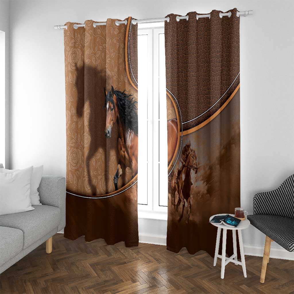 Horse Racing Window Curtain Royal Race Leather Effect