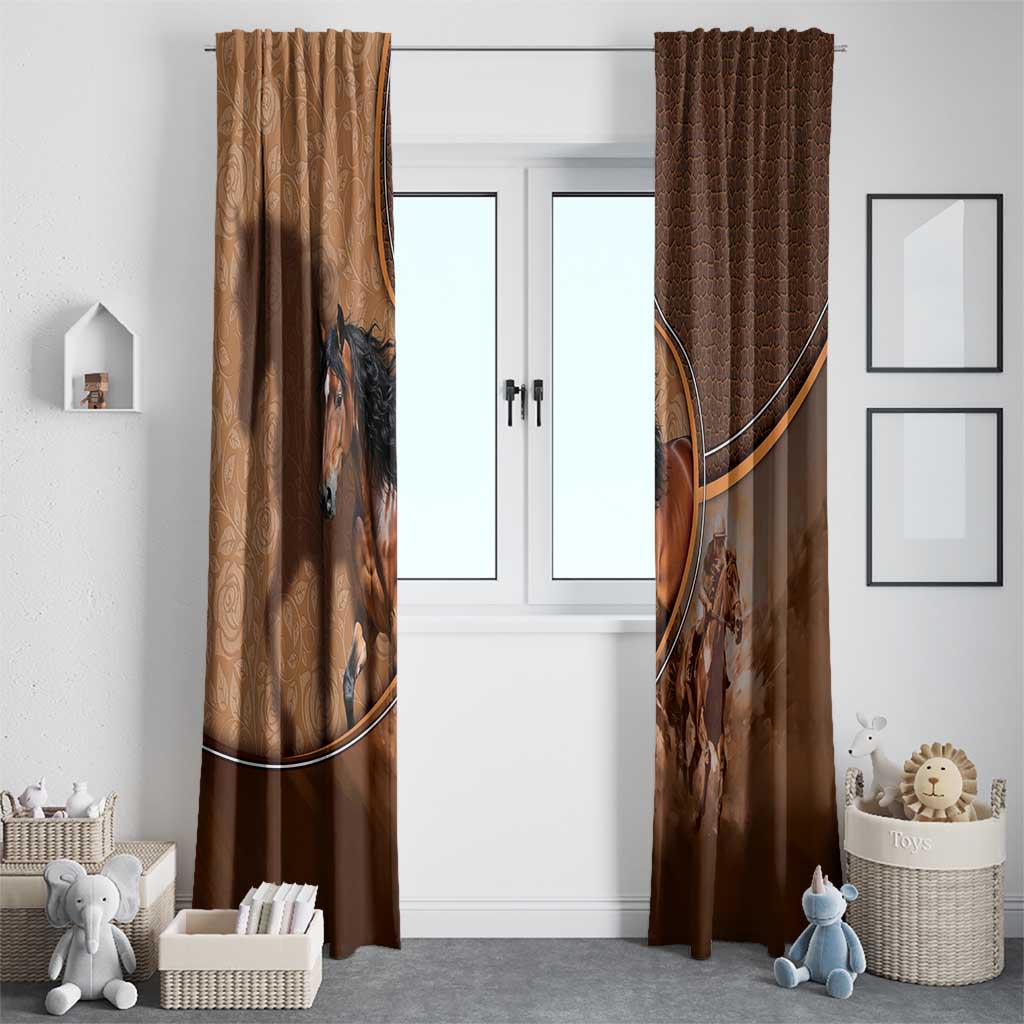 Horse Racing Window Curtain Royal Race Leather Effect