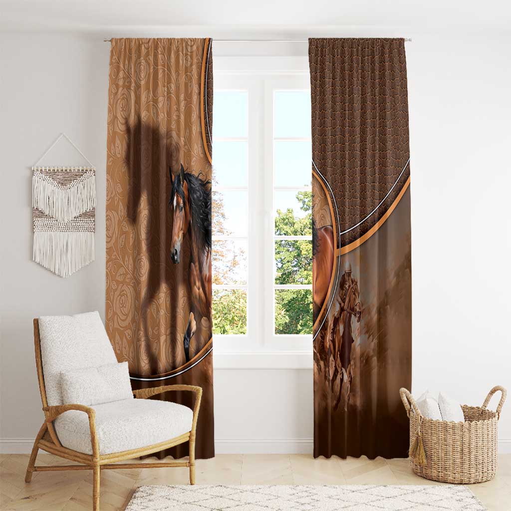 Horse Racing Window Curtain Royal Race Leather Effect