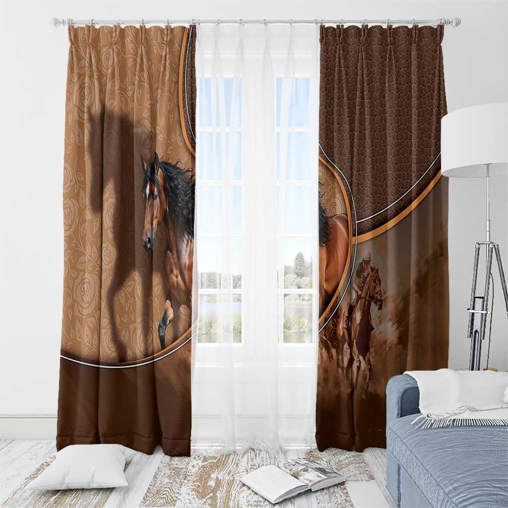 Horse Racing Window Curtain Royal Race Leather Effect