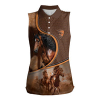 Personalized Horse Racing Women Sleeveless Polo Shirt Royal Race Leather Effect