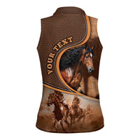 Personalized Horse Racing Women Sleeveless Polo Shirt Royal Race Leather Effect