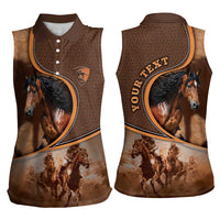 Personalized Horse Racing Women Sleeveless Polo Shirt Royal Race Leather Effect