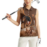 Personalized Horse Racing Women Sleeveless Polo Shirt Royal Race Leather Effect