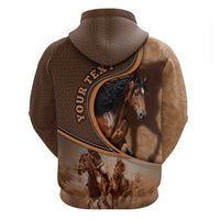 Personalized Horse Racing Zip Hoodie Royal Race Leather Effect