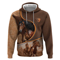 Personalized Horse Racing Zip Hoodie Royal Race Leather Effect