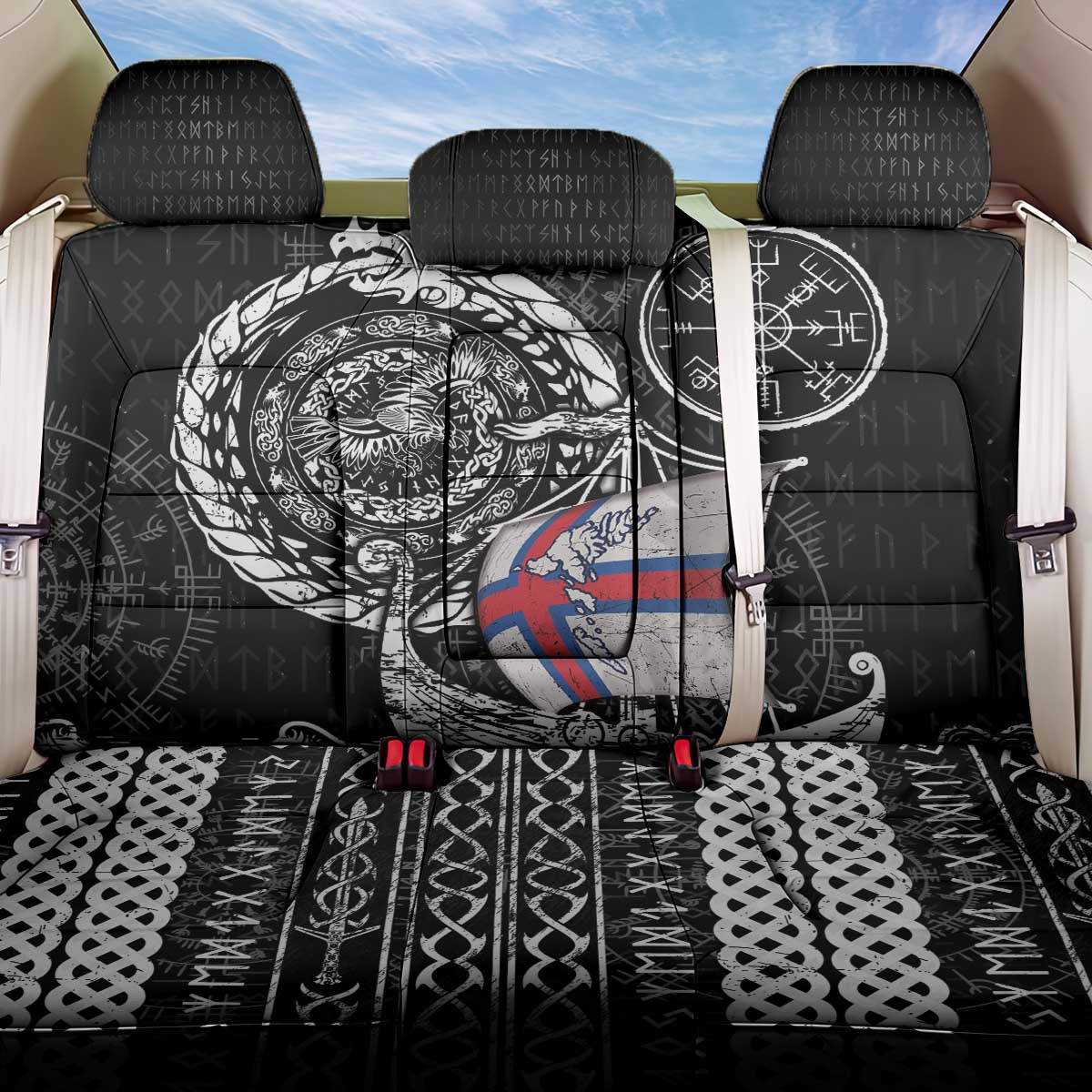 Viking Faroe Islands Back Car Seat Cover Faroese Viking Ship