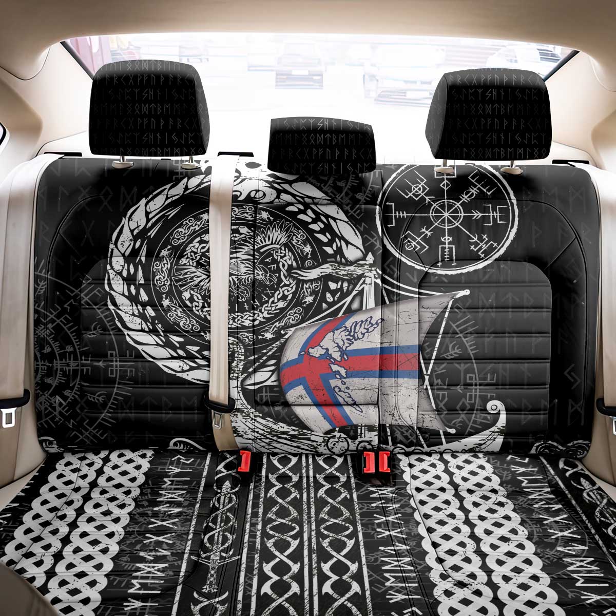 Viking Faroe Islands Back Car Seat Cover Faroese Viking Ship