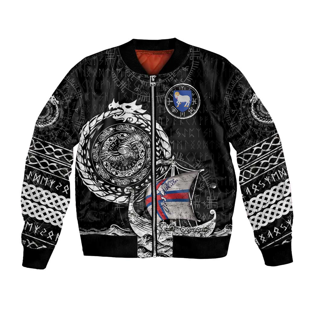 Personalized Viking Faroe Islands Bomber Jacket Faroese Viking Ship