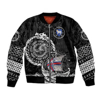 Personalized Viking Faroe Islands Bomber Jacket Faroese Viking Ship