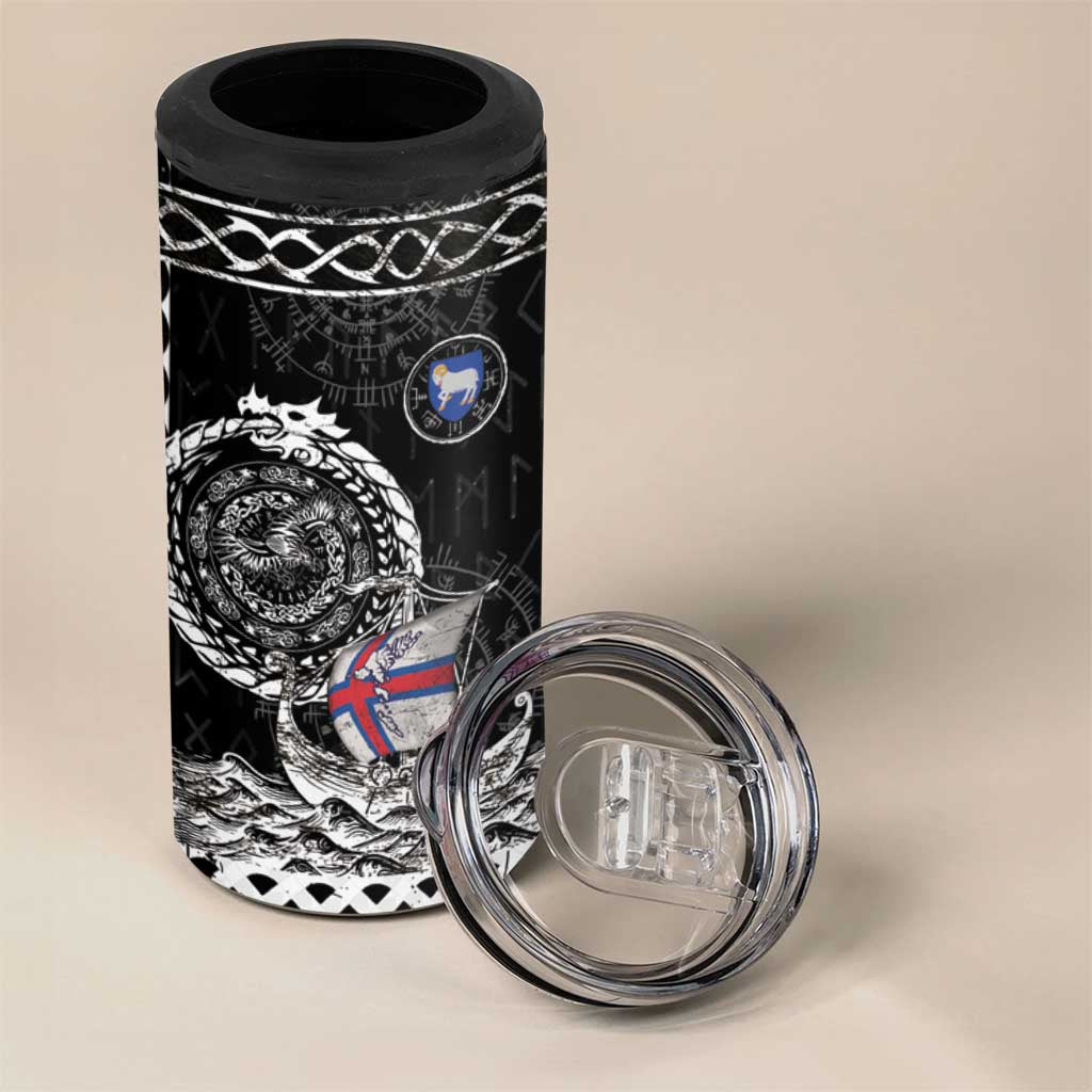 Personalized Viking Faroe Islands 4 in 1 Can Cooler Tumbler Faroese Viking Ship