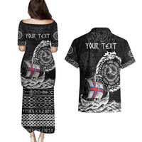 Personalized Viking Faroe Islands Couples Matching Puletasi and Hawaiian Shirt Faroese Viking Ship